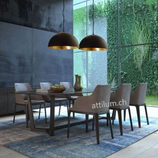 Pendelleuchte SEMICIRKEL 2fg. schwarz-/gold