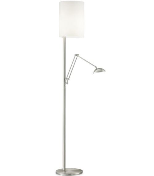 Kira-L LED mit Lesearm mattnickel - chintz weiss