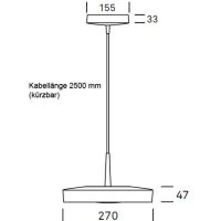Kivo Pendel 270mm grau 4000K
