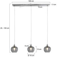 Pendelleuchte LOTUS 3fg. Stahl gebürstet